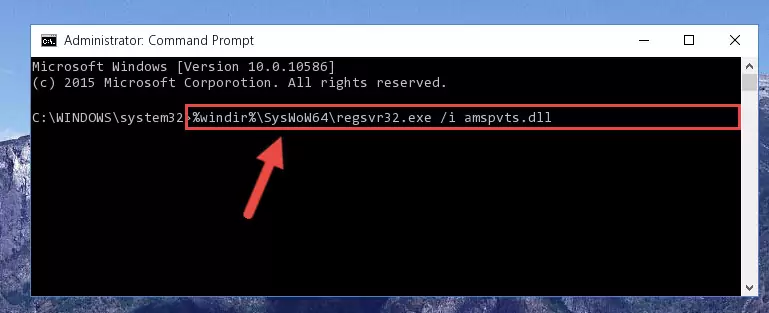 Deleting the Amspvts.dll library's problematic registry in the Windows Registry Editor
