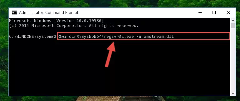 Reregistering the Amstream.dll library in the system (for 64 Bit)