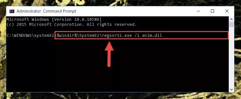 Deleting the damaged registry of the Anim.dll