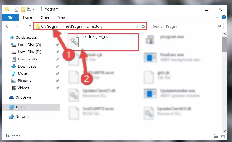 Choosing the Aodres_en_us.dll library