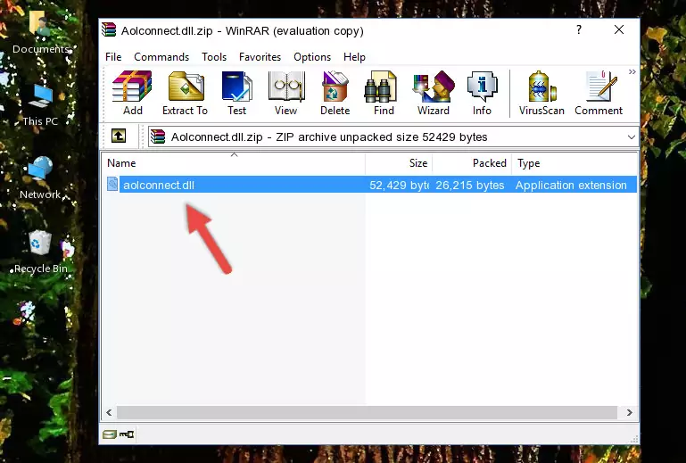 Copying the Aolconnect.dll file into the software's file folder
