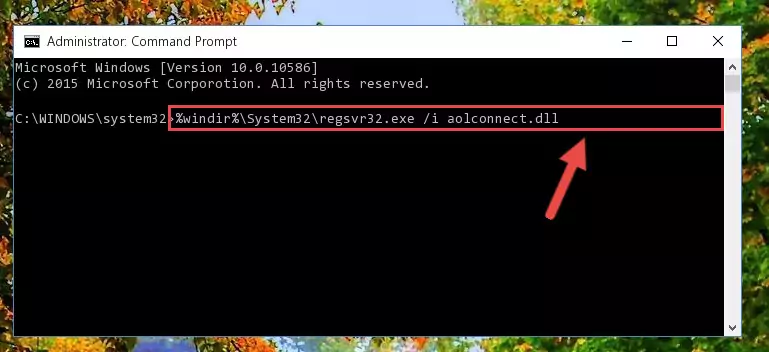 Uninstalling the Aolconnect.dll file from the system registry