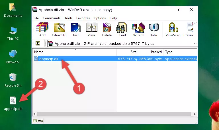 Copying the Apphelp.dll file into the file folder of the software.