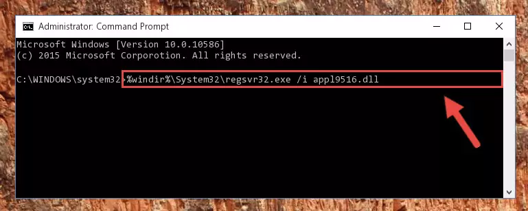 Uninstalling the Appl9516.dll file from the system registry