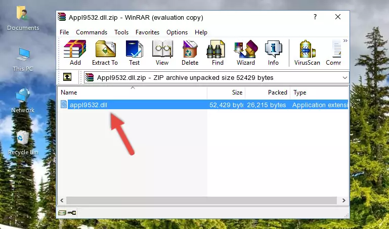 Copying the Appl9532.dll file into the software's file folder