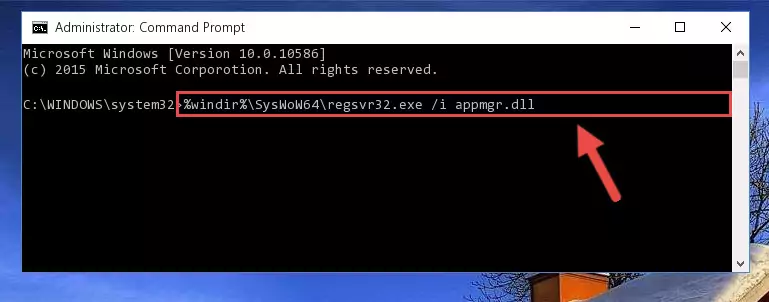 Uninstalling the damaged Appmgr.dll library's registry from the system (for 64 Bit)
