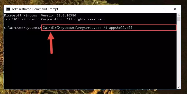 Uninstalling the damaged Appshell.dll file's registry from the system (for 64 Bit)