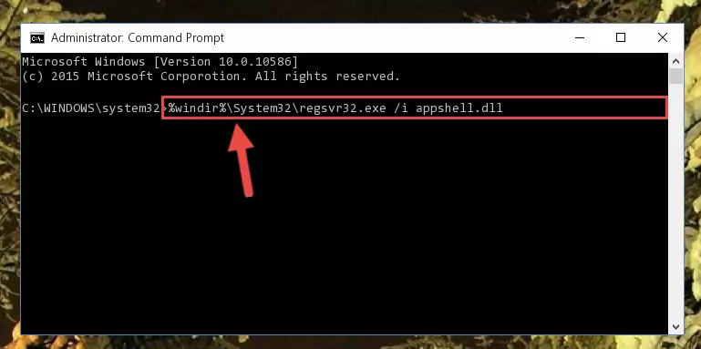 Deleting the damaged registry of the Appshell.dll