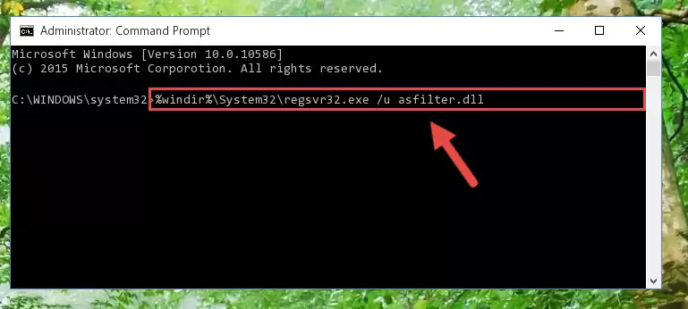 Creating a new registry for the Asfilter.dll file
