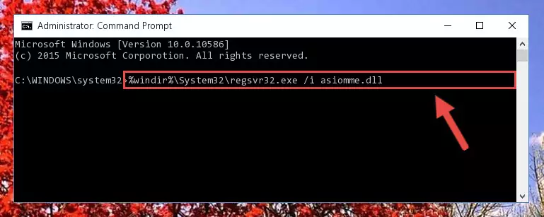 Reregistering the Asiomme.dll file in the system (for 64 Bit)