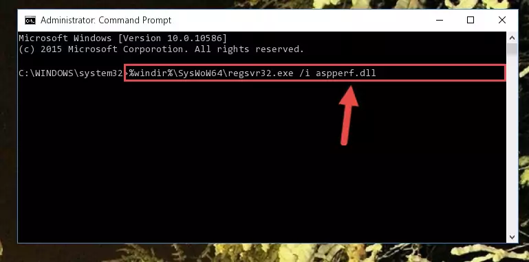Uninstalling the Aspperf.dll file from the system registry