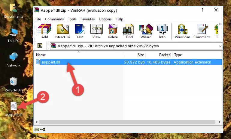 Pasting the Aspperf.dll file into the software's file folder