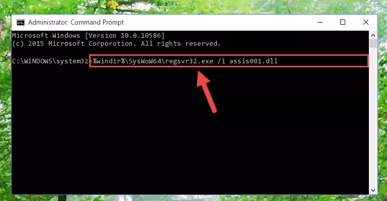 Uninstalling the damaged Assis001.dll file's registry from the system (for 64 Bit)