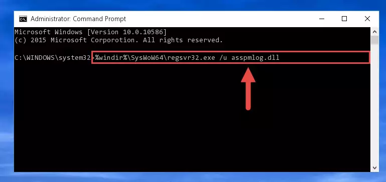 Reregistering the Asspmlog.dll file in the system