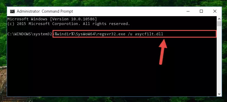 Reregistering the Asycfilt.dll file in the system