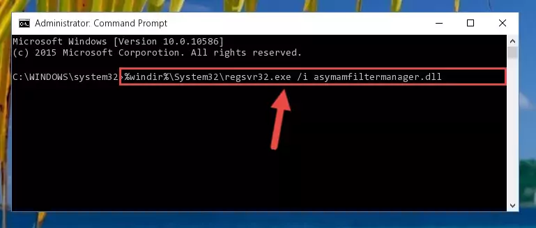 Uninstalling the Asymamfiltermanager.dll file from the system registry