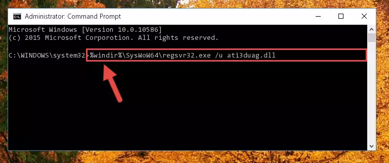 Reregistering the Ati3duag.dll file in the system