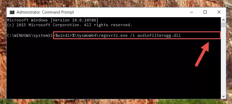 Deleting the Audiofilterogg.dll library's problematic registry in the Windows Registry Editor