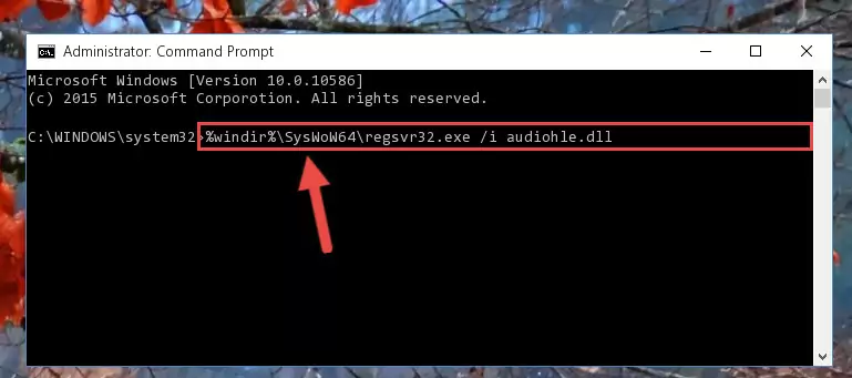 Cleaning the problematic registry of the Audiohle.dll file from the Windows Registry Editor