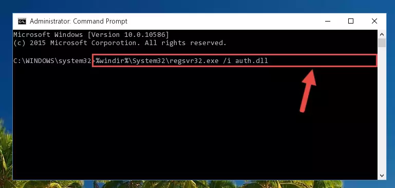 Uninstalling the Auth.dll file from the system registry