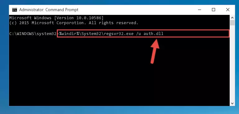 Reregistering the Auth.dll file in the system