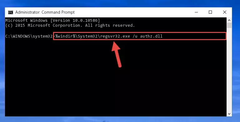 Reregistering the Authz.dll file in the system