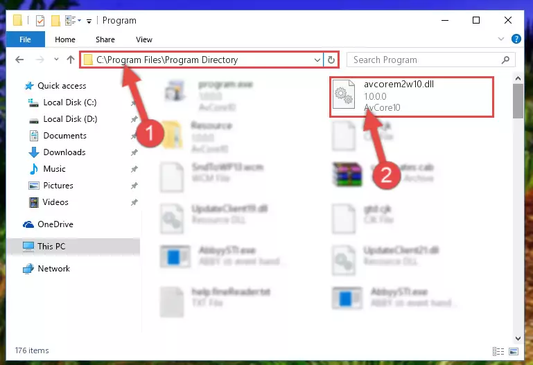 Uninstalling the broken registry of the Avcorem2w10.dll library from the Windows Registry Editor (for 64 Bit)
