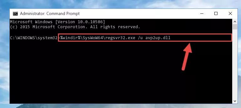 Reregistering the Avp2up.dll file in the system