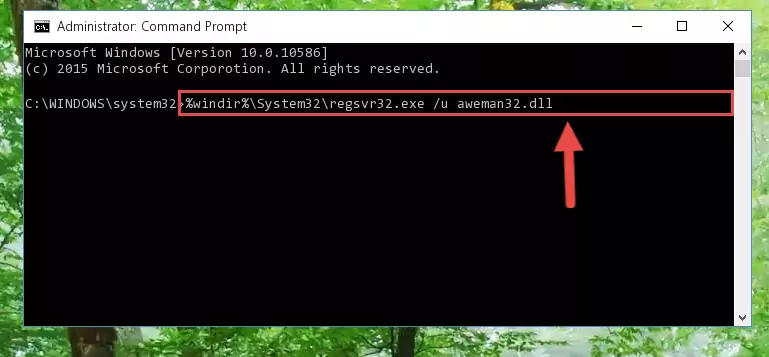Reregistering the Aweman32.dll file in the system