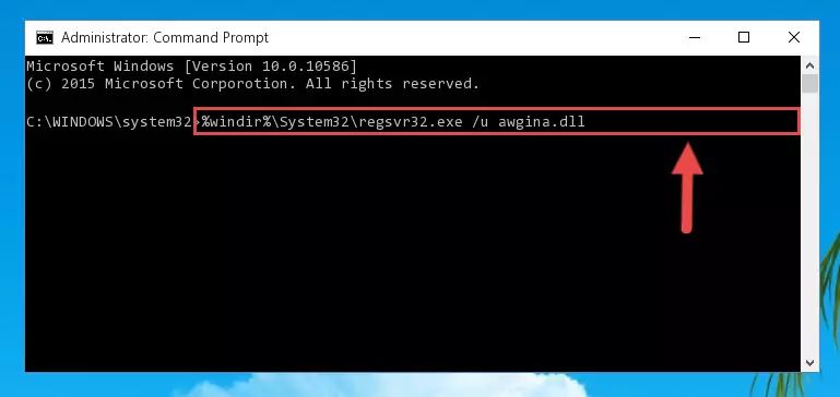 Reregistering the Awgina.dll file in the system