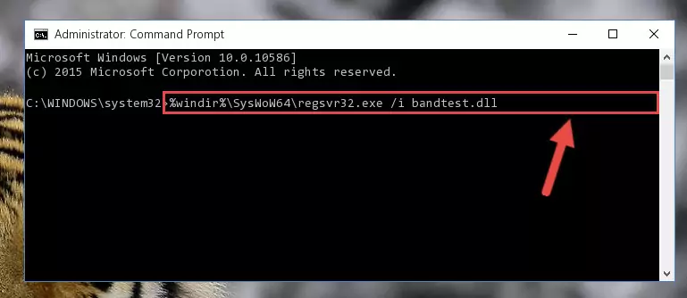 Deleting the damaged registry of the Bandtest.dll