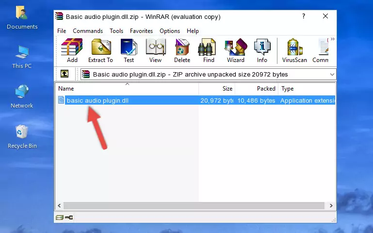 Copying the Basic audio plugin.dll file into the software's file folder