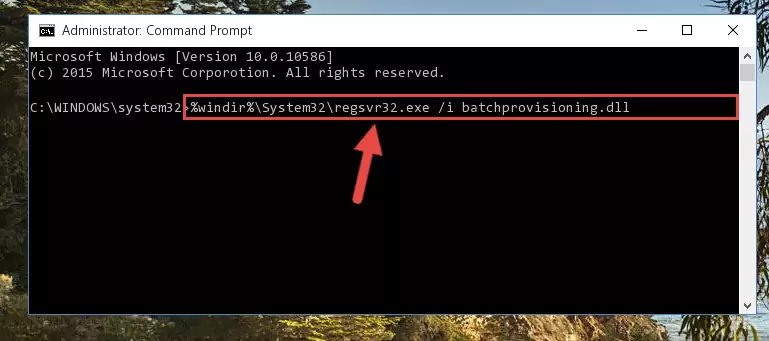 Reregistering the Batchprovisioning.dll library in the system (for 64 Bit)