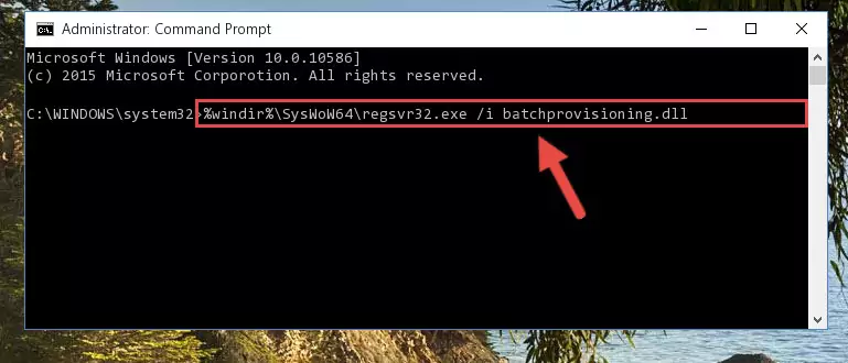 Deleting the damaged registry of the Batchprovisioning.dll