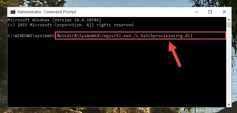 Creating a new registry for the Batchprovisioning.dll library in the Windows Registry Editor