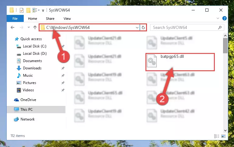 Pasting the Batpgp65.dll file into the Windows/sysWOW64 folder