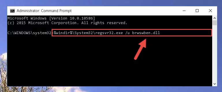 Reregistering the Brwswben.dll file in the system