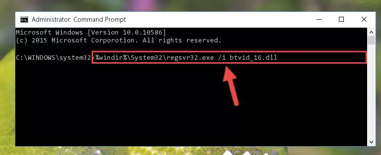 Reregistering the Btvid_16.dll file in the system (for 64 Bit)