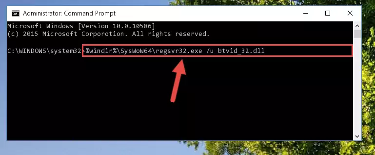 Reregistering the Btvid_32.dll file in the system