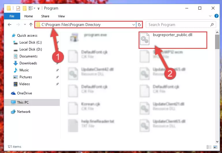 Uninstalling the damaged Bugreporter_public.dll library's registry from the system (for 64 Bit)
