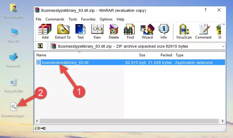 Copying the Businesstypelibrary_63.dll file into the software's file folder
