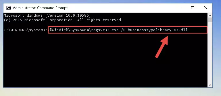 Creating a new registry for the Businesstypelibrary_63.dll file in the Windows Registry Editor