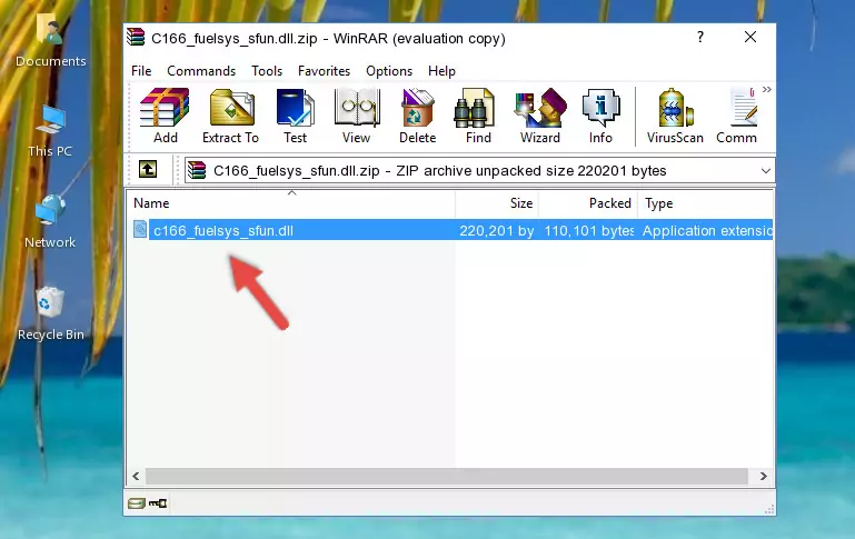 Pasting the C166_fuelsys_sfun.dll file into the software's file folder