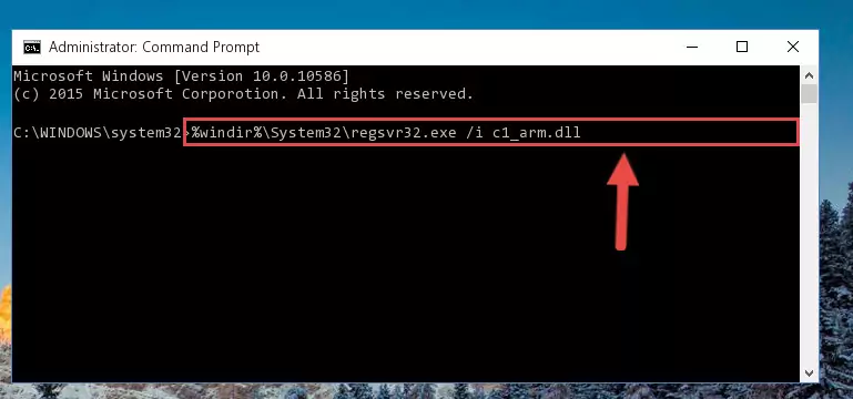 Deleting the C1_arm.dll file's problematic registry in the Windows Registry Editor