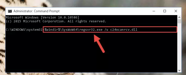 Reregistering the C24xcanrcv.dll library in the system