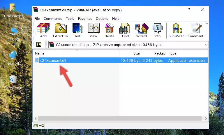 Copying the C24xcanxmt.dll file into the software's file folder