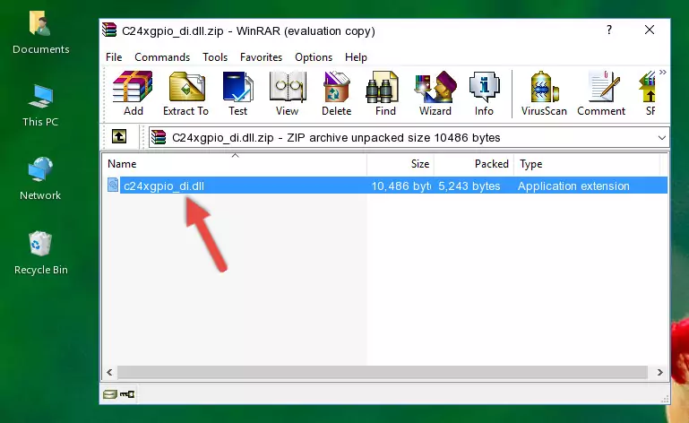 Pasting the C24xgpio_di.dll file into the software's file folder