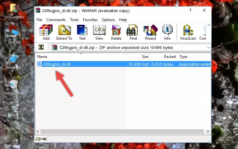 Copying the C28xgpio_di.dll file into the software's file folder