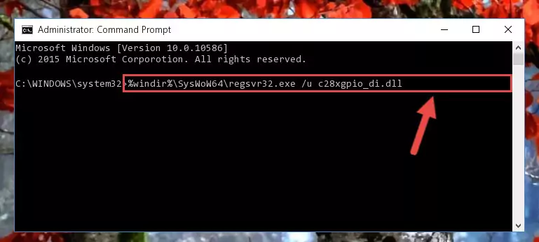 Reregistering the C28xgpio_di.dll file in the system (for 64 Bit)