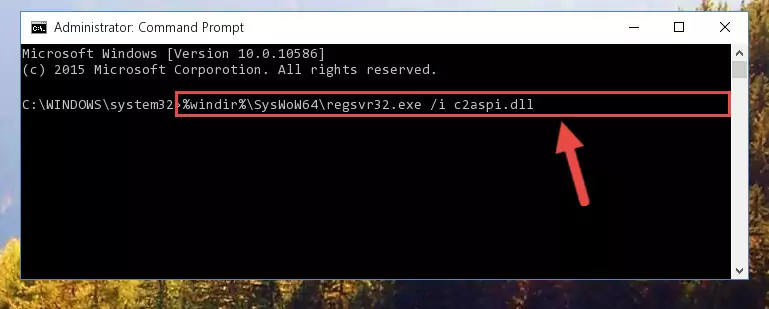 Uninstalling the damaged C2aspi.dll library's registry from the system (for 64 Bit)